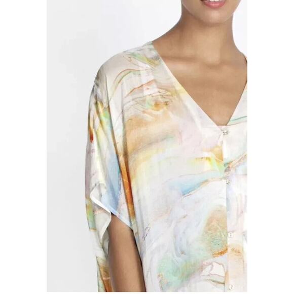 *Read* Johnny Was Calme Tie Dye Kaftan Maxi Dress Swimsuit Coverup Size L/XL - Picture 3 of 14